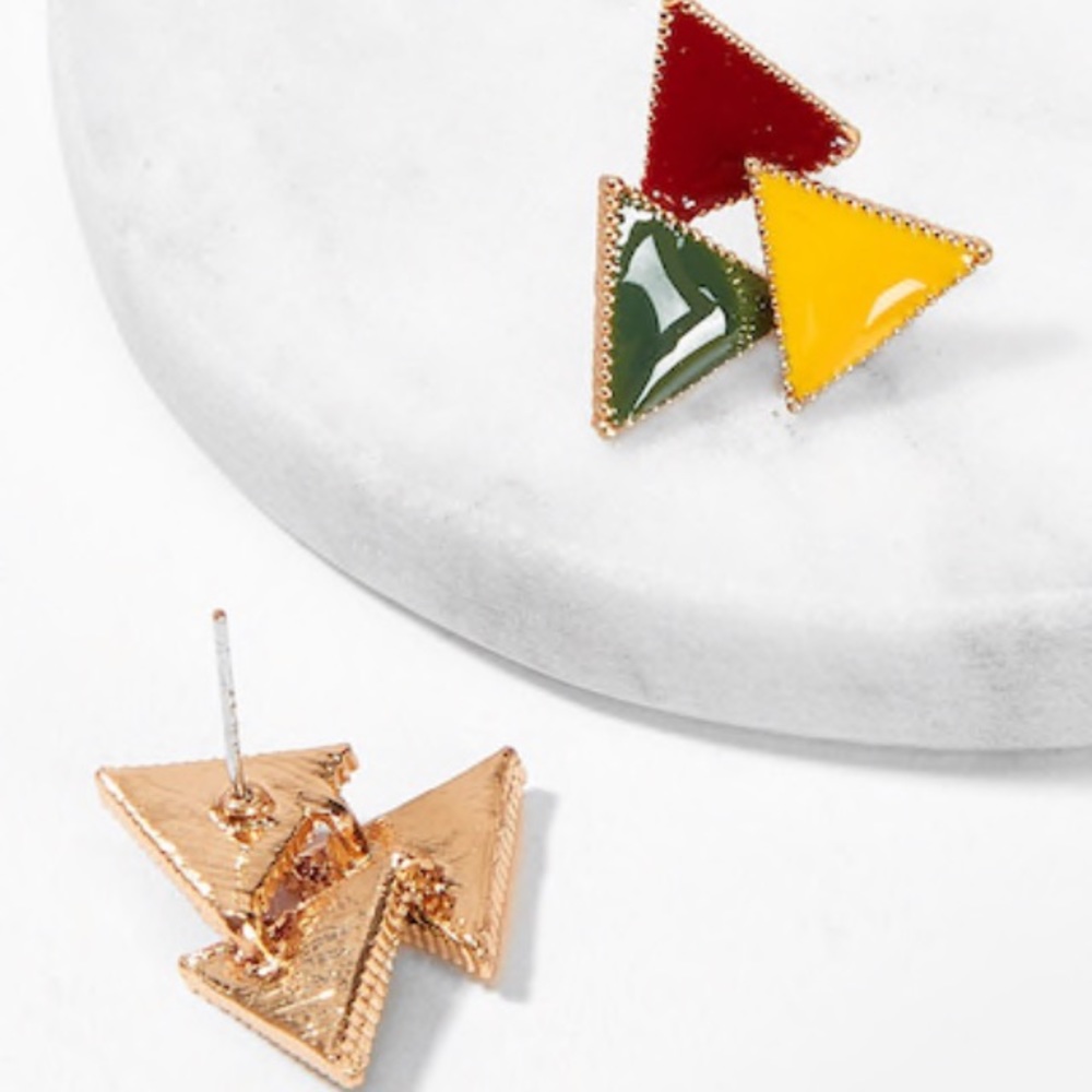 šTriangle Stud Earrings! - Picture 2 of 4
